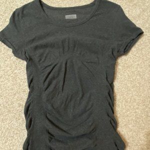 women size small athleta fitted tee size small ruching sides gray nwot